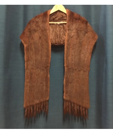 Brown Fur Stole with tassels ADULT HIRE
